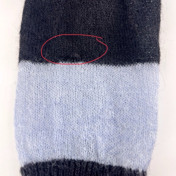 Maison Scotch mohair blend sweater 2 black light blue striped crew neck - Picture 12 of 13